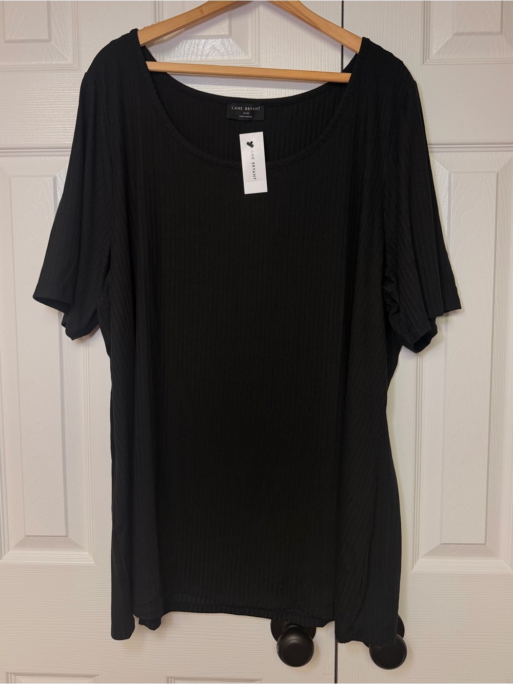 Lane‎ Bryant Black Ribbed Scoop Neck Top  NWT 26/28 Plus Size Tee Minimalist